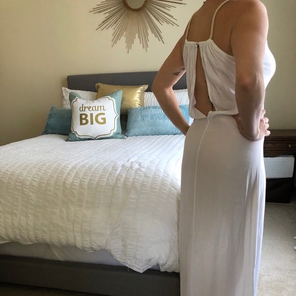 Blue Alice White Maxi Sexy Party Dress/Pool S - Picture 3 of 5